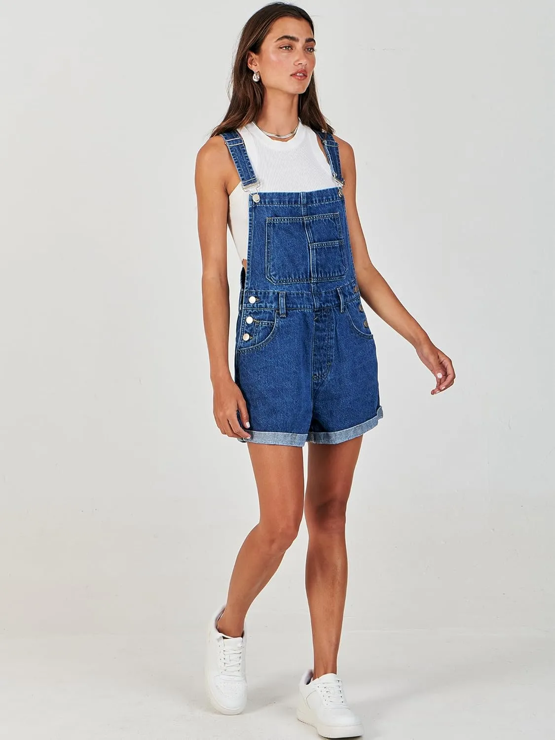 ANRABESS Overalls for Women Denim Shorts Overalls 2025 Summer Casual Loose Fit Adjustable Rompers Jean jumpsuit Bib Shortalls