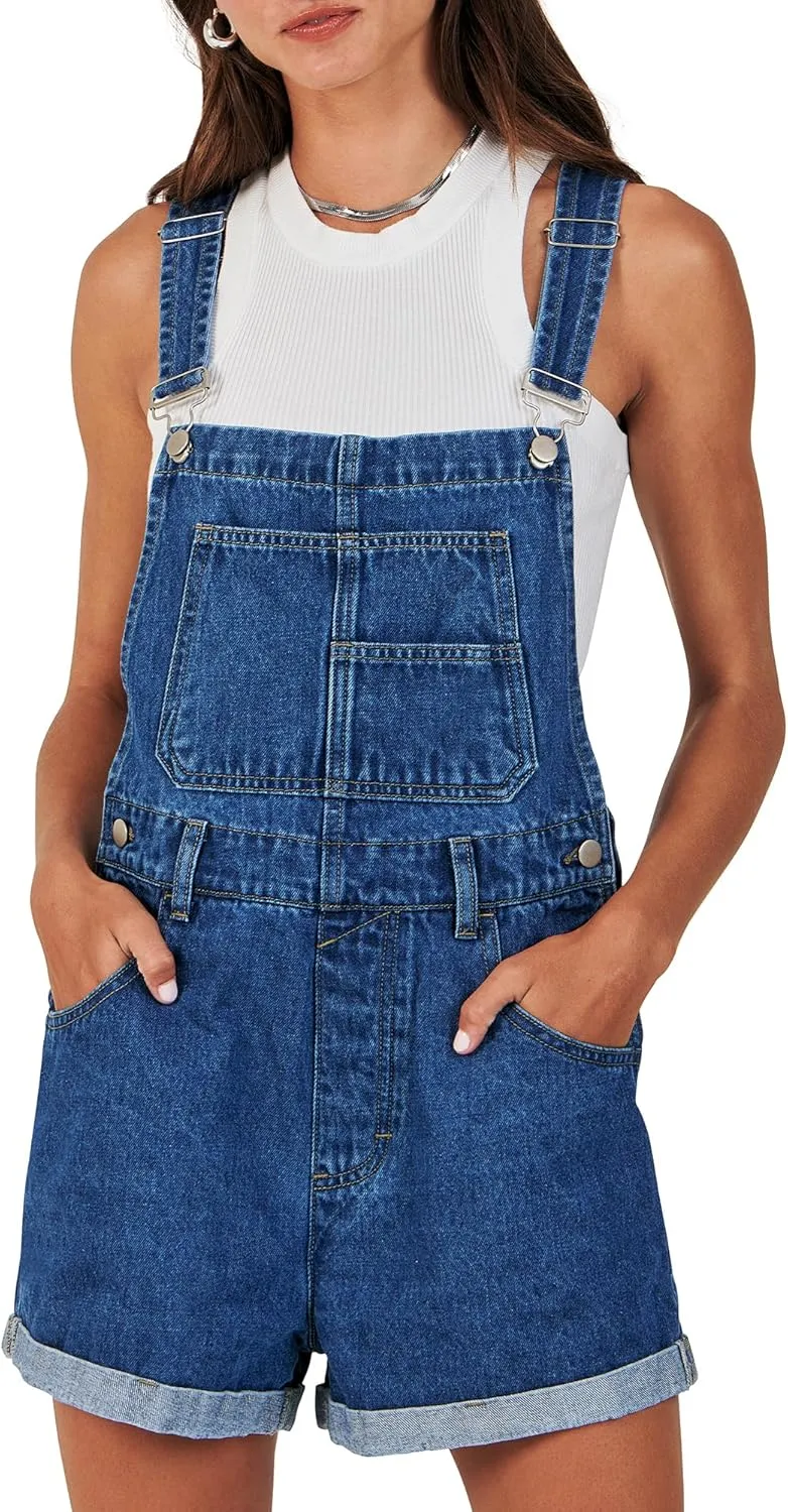 ANRABESS Overalls for Women Denim Shorts Overalls 2025 Summer Casual Loose Fit Adjustable Rompers Jean jumpsuit Bib Shortalls