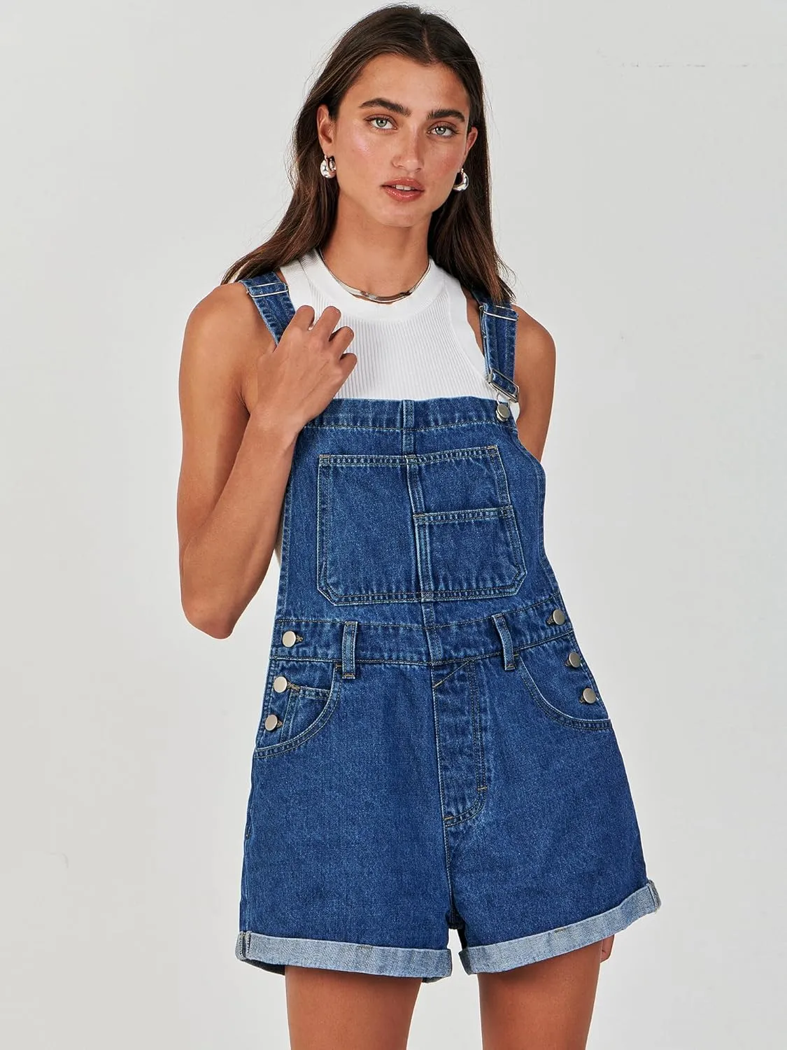 ANRABESS Overalls for Women Denim Shorts Overalls 2025 Summer Casual Loose Fit Adjustable Rompers Jean jumpsuit Bib Shortalls