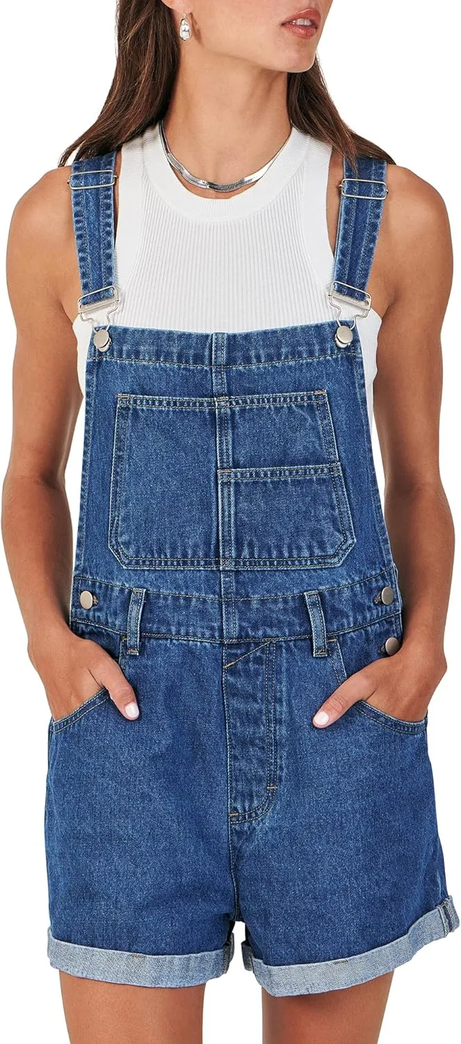 ANRABESS Overalls for Women Denim Shorts Overalls 2025 Summer Casual Loose Fit Adjustable Rompers Jean jumpsuit Bib Shortalls