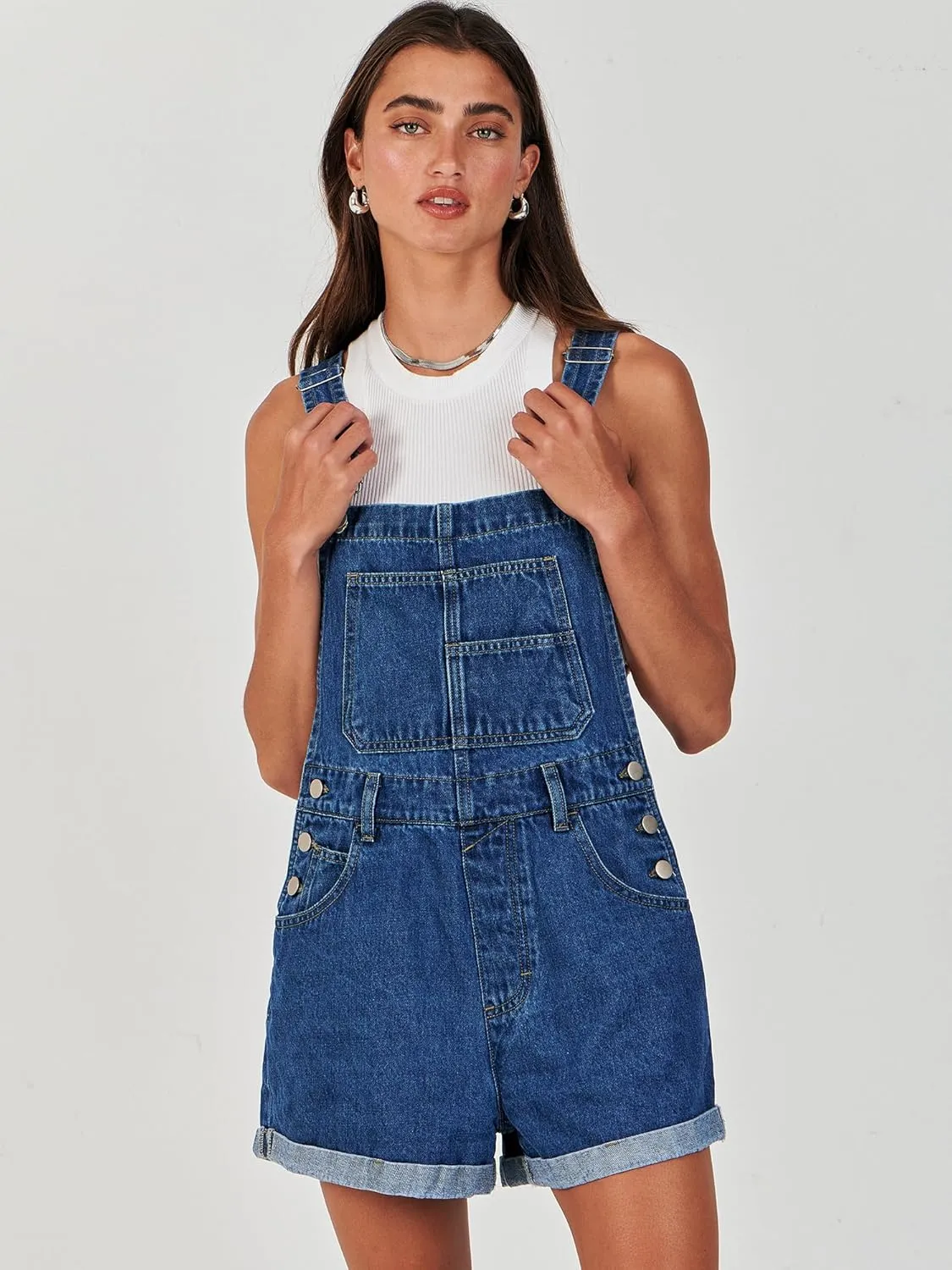 ANRABESS Overalls for Women Denim Shorts Overalls 2025 Summer Casual Loose Fit Adjustable Rompers Jean jumpsuit Bib Shortalls