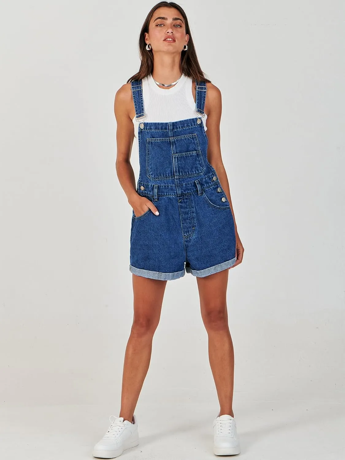 ANRABESS Overalls for Women Denim Shorts Overalls 2025 Summer Casual Loose Fit Adjustable Rompers Jean jumpsuit Bib Shortalls