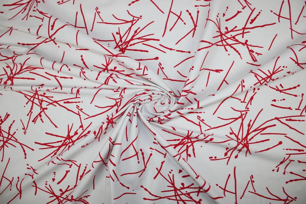 Avenue M0ntaigne Abstract Stretch Bottom Weight - Rose on White