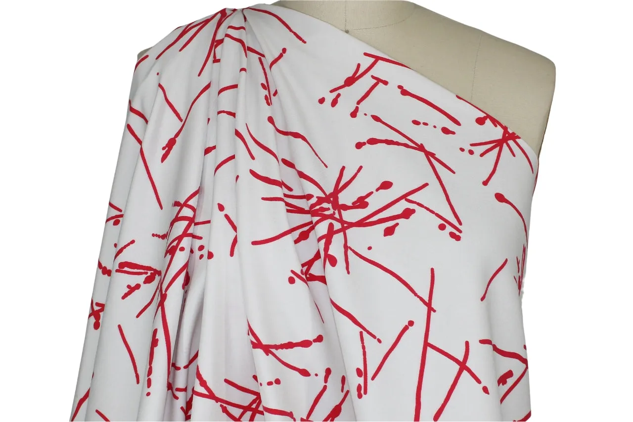 Avenue M0ntaigne Abstract Stretch Bottom Weight - Rose on White