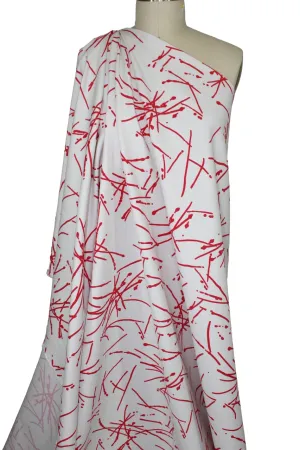 Avenue M0ntaigne Abstract Stretch Bottom Weight - Rose on White