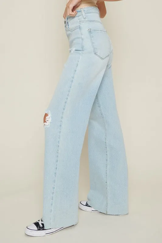 Avril Distressed Wide Leg Jeans