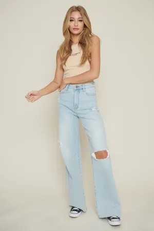Avril Distressed Wide Leg Jeans