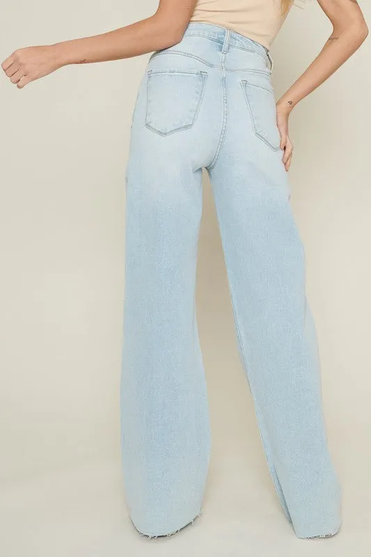Avril Distressed Wide Leg Jeans