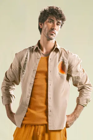Beige Topographic Heart Motif Shirt