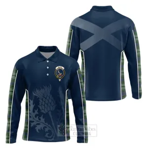 Blyth Tartan Long Sleeve Polo Shirt with Family Crest and Scottish Thistle Vibes Sport Style