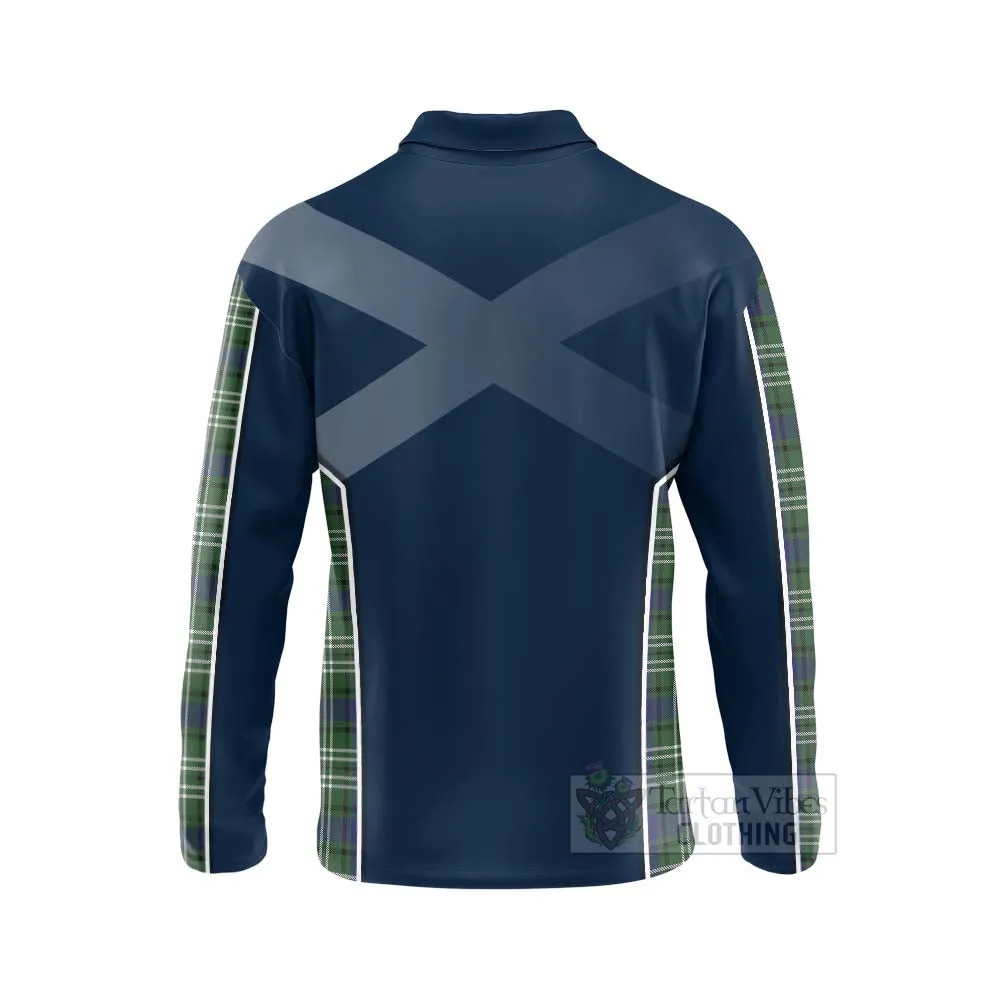 Blyth Tartan Long Sleeve Polo Shirt with Family Crest and Scottish Thistle Vibes Sport Style