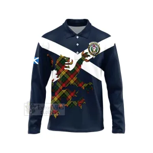 Buchanan Tartan Lion Rampant Long Sleeve Polo Shirt  Proudly Display Your Heritage with Alba Gu Brath and Clan Name