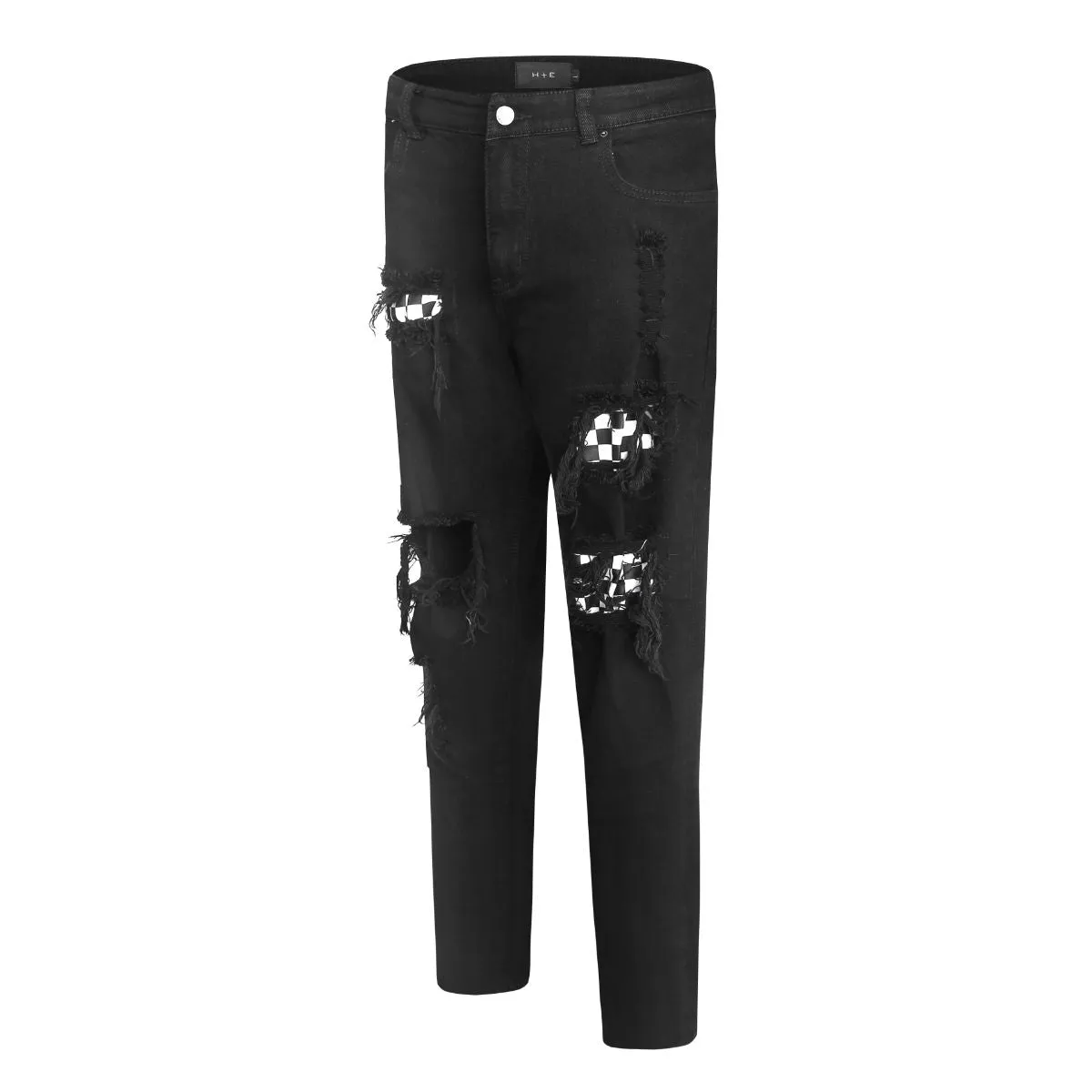 Checkered Patch Denim - Black