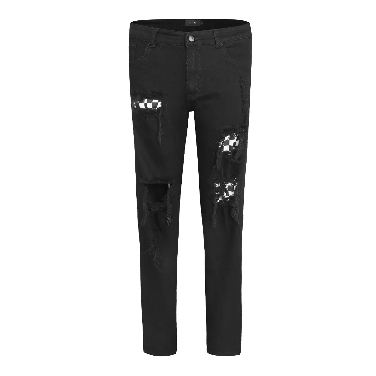 Checkered Patch Denim - Black
