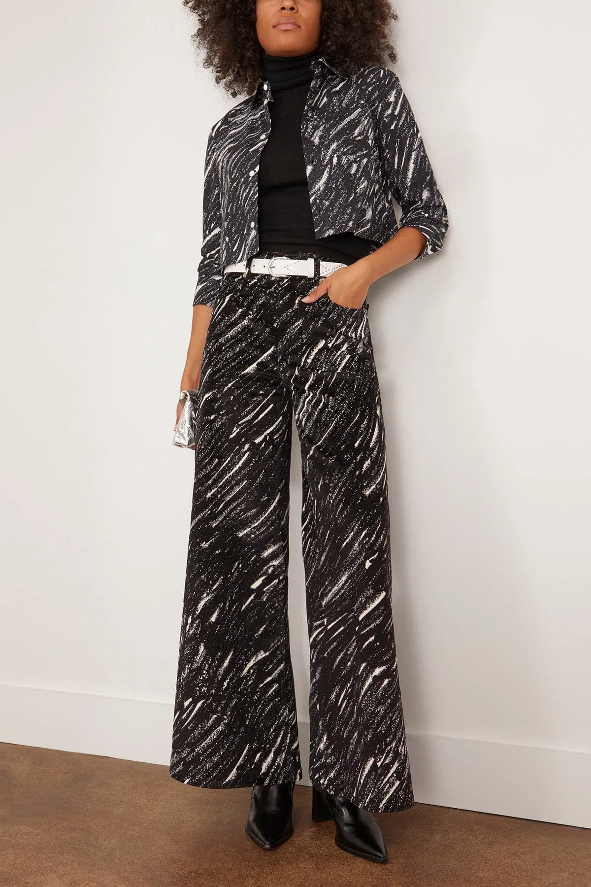 Crayon Flock Stretch Denim Trousers in Black