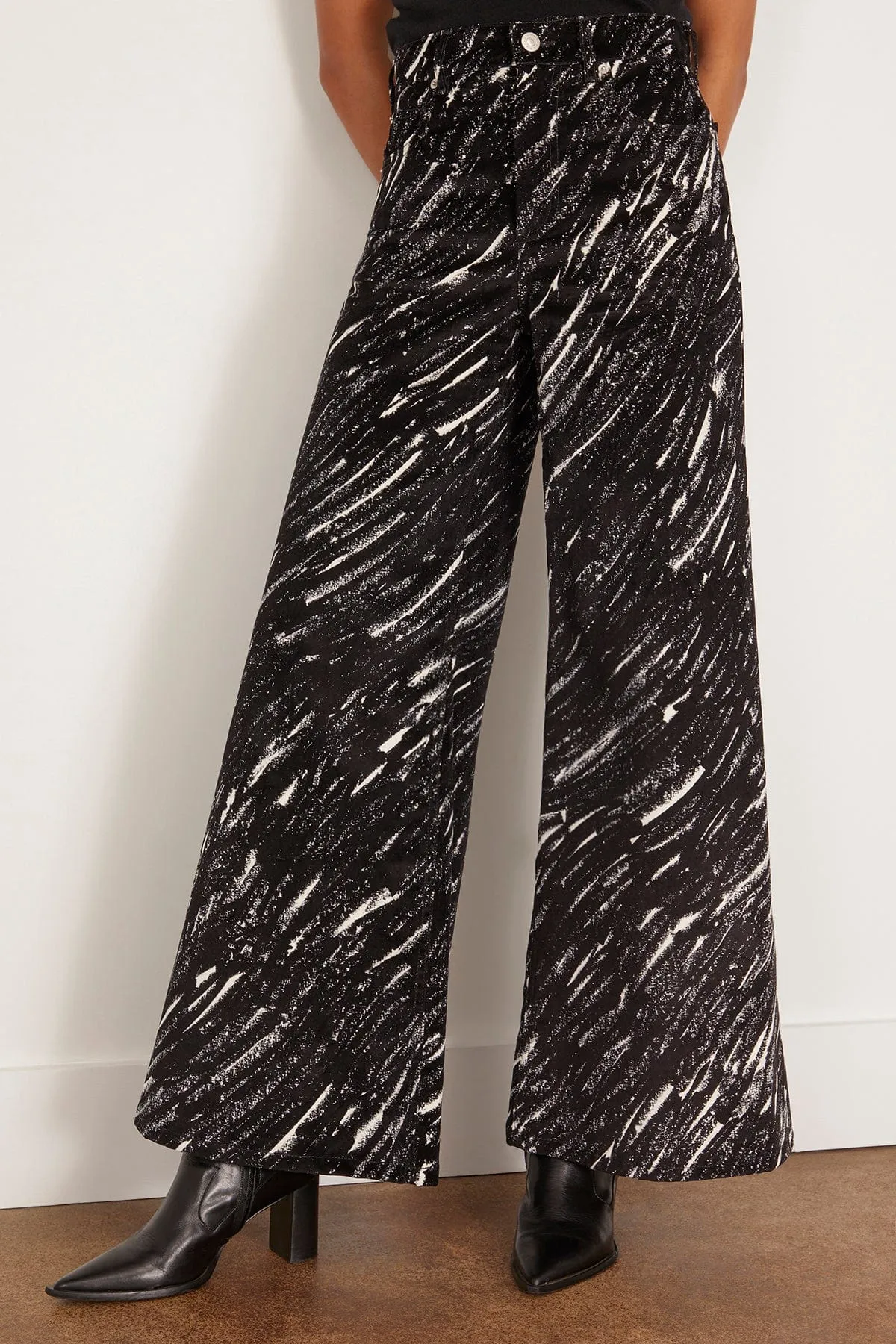 Crayon Flock Stretch Denim Trousers in Black