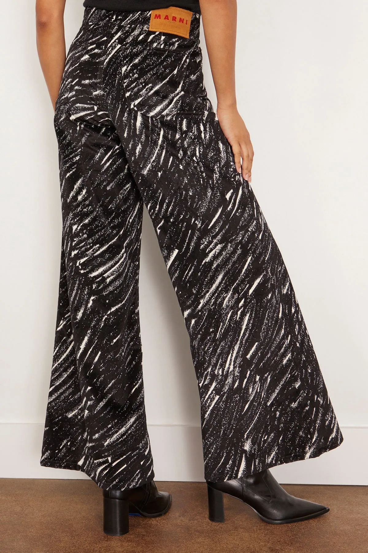 Crayon Flock Stretch Denim Trousers in Black