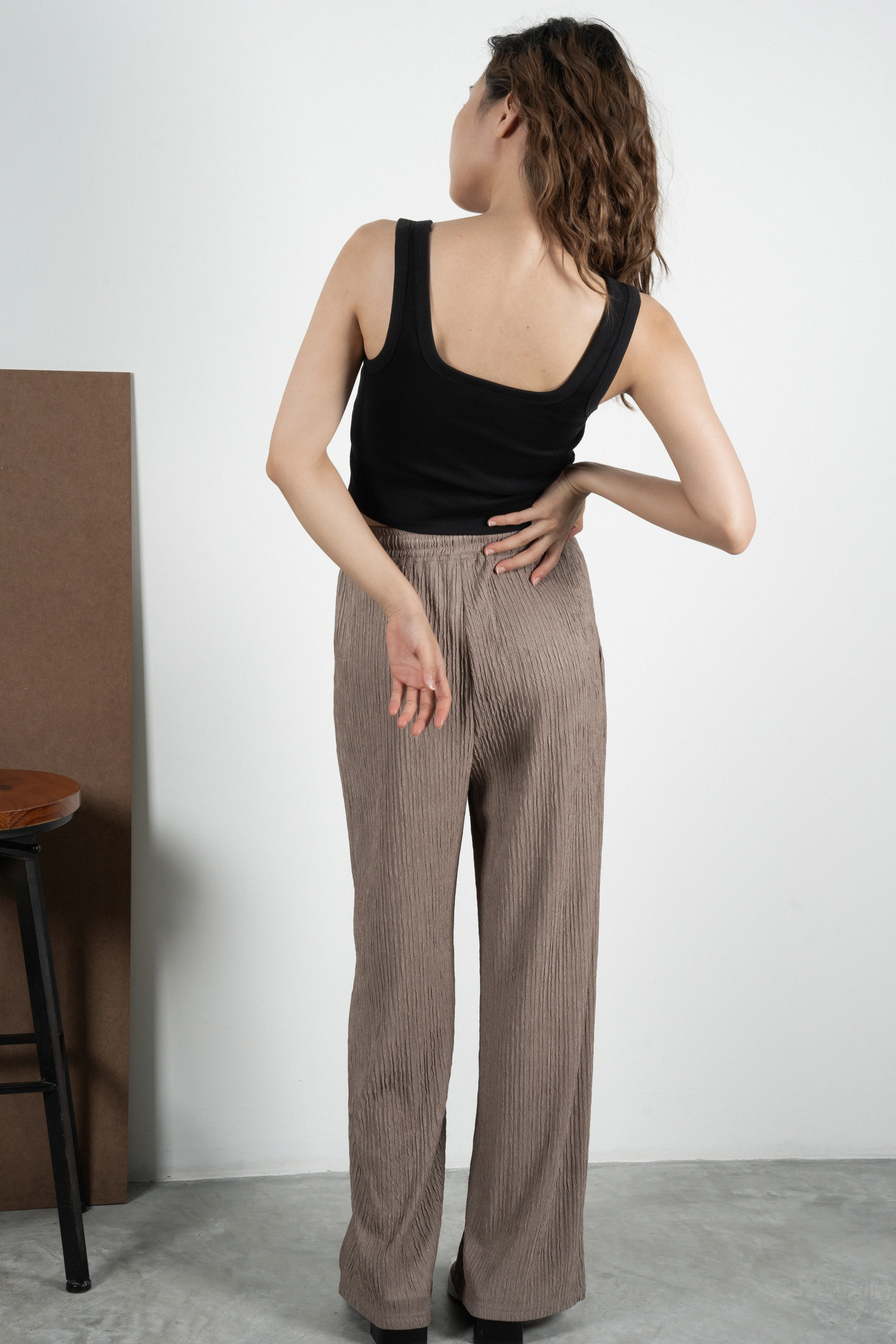 Crinkle Texture Loose Fit Pants