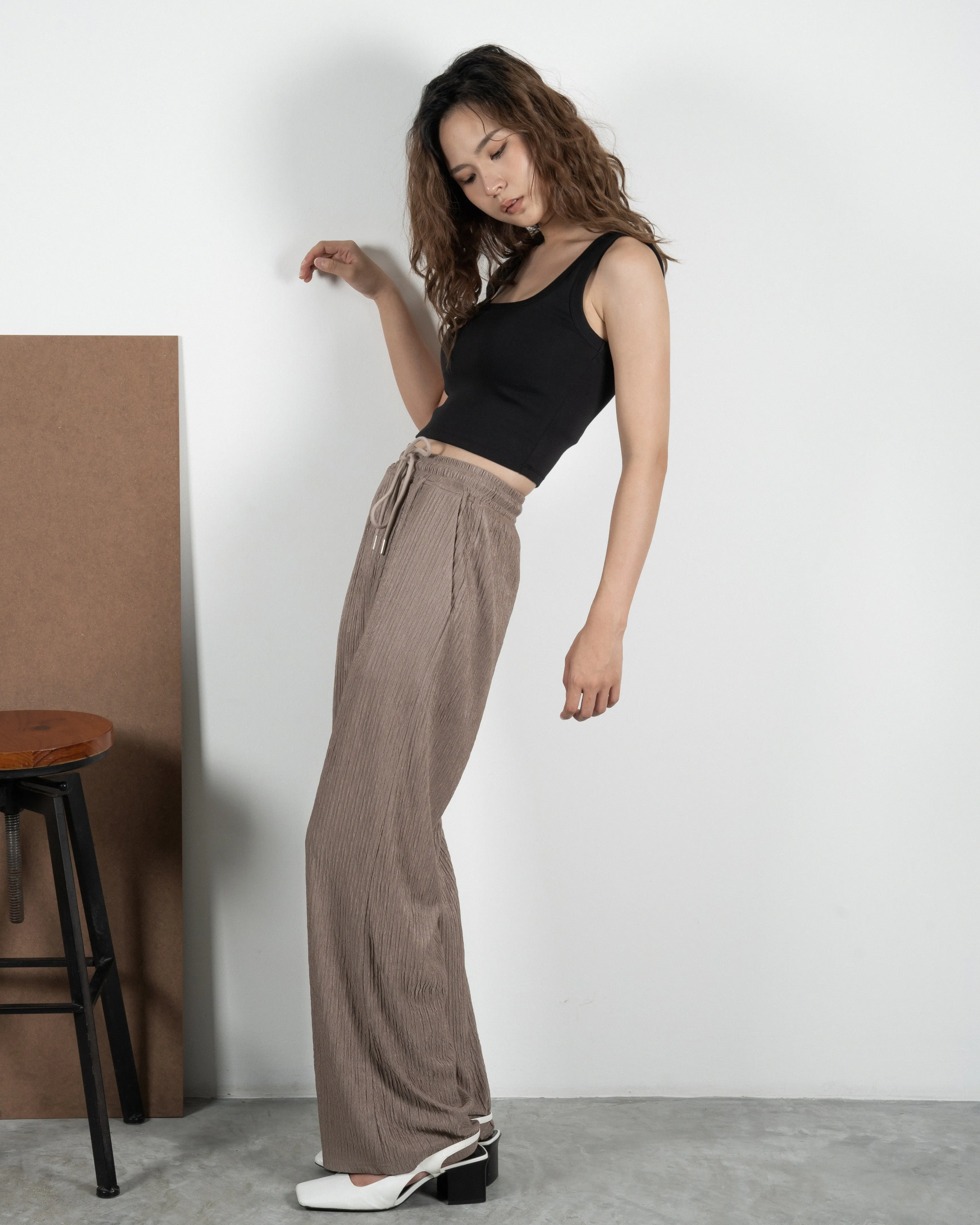 Crinkle Texture Loose Fit Pants