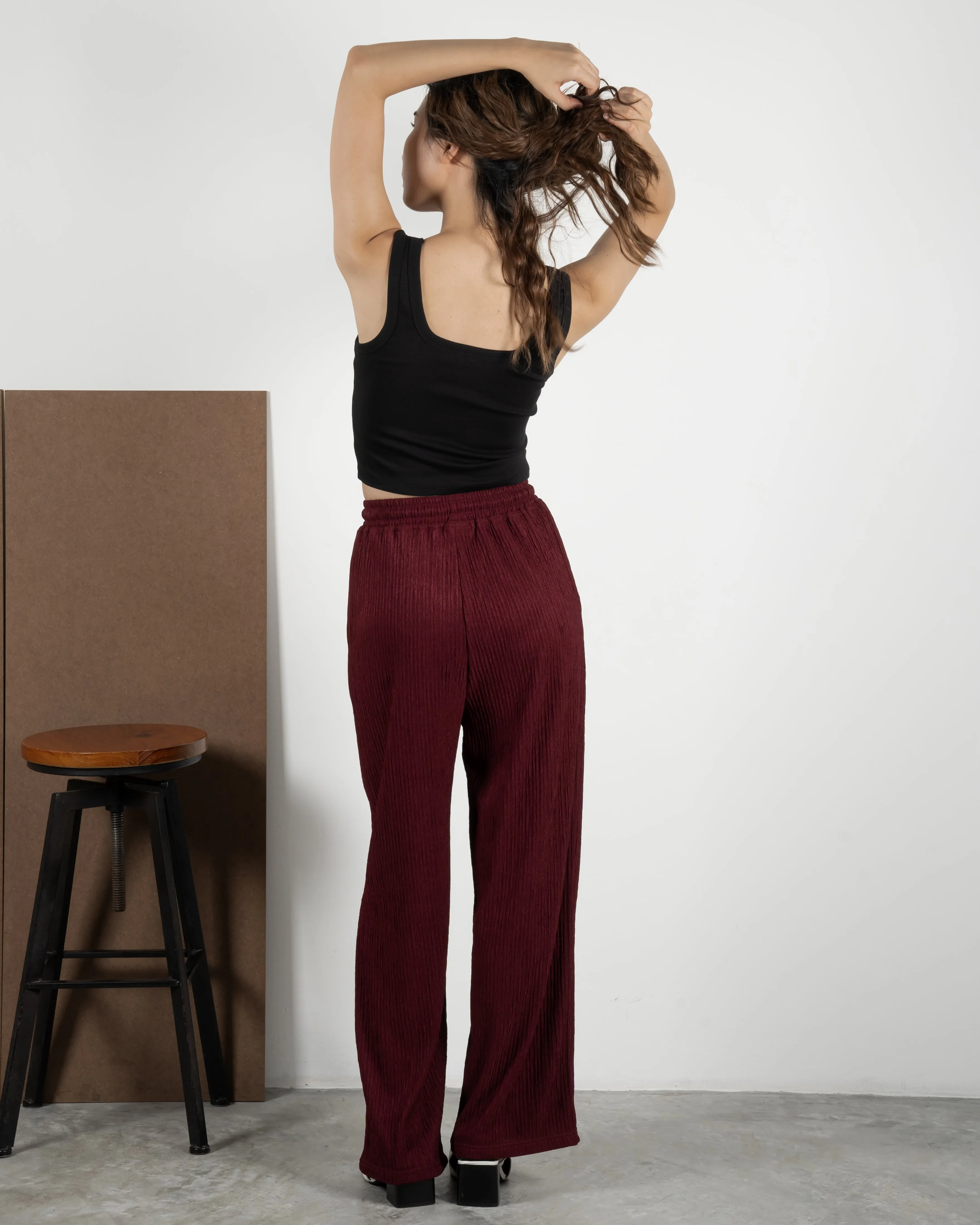 Crinkle Texture Loose Fit Pants
