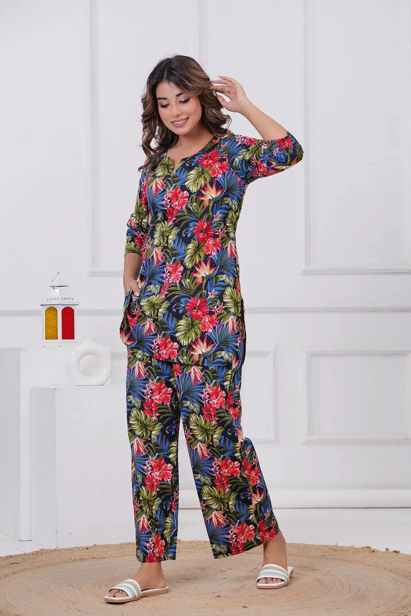 Dark Floral Co-Ord Set