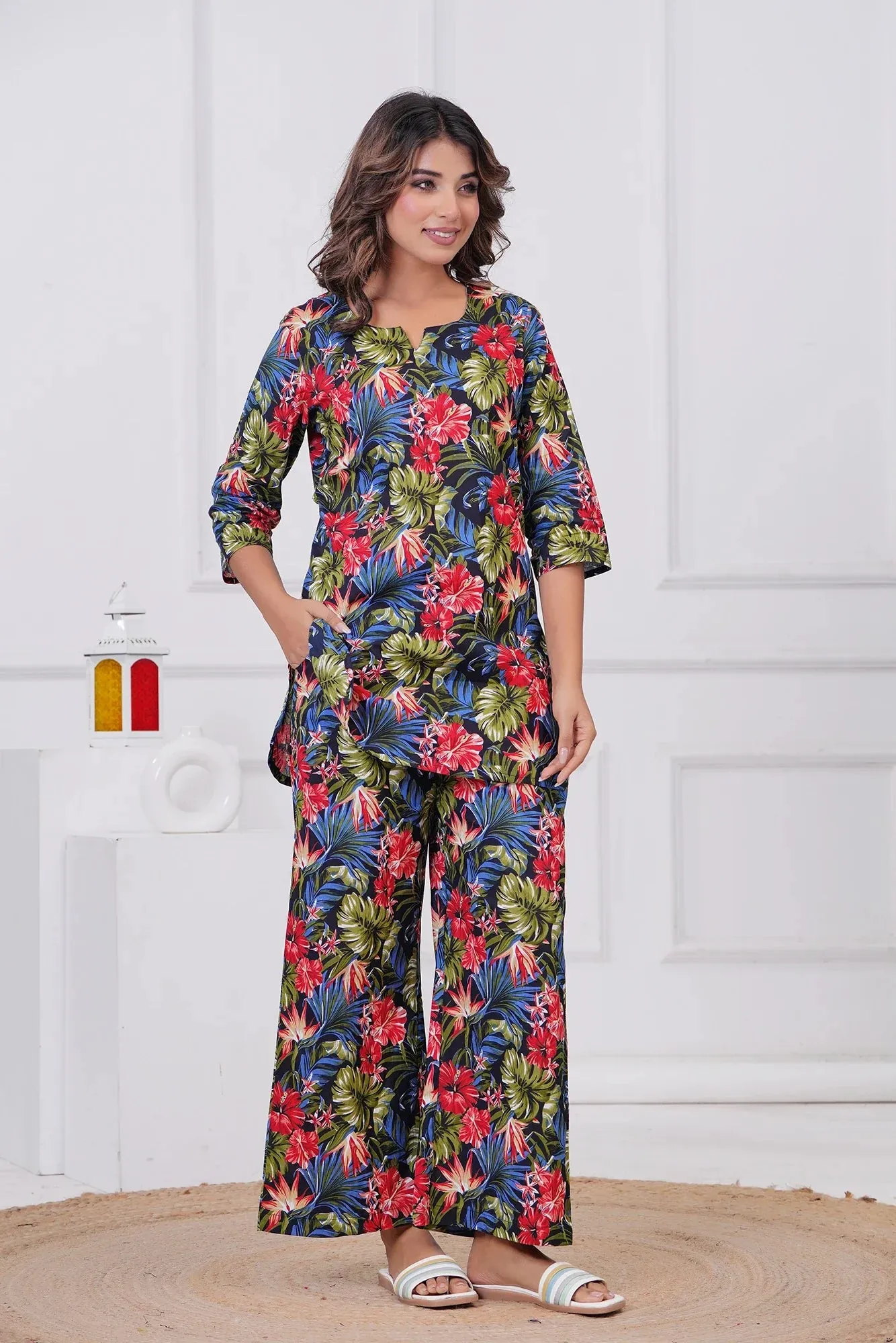 Dark Floral Co-Ord Set