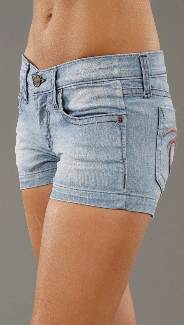 Frankie B. Double Zig Zag Denim Basic Shorts in Luna