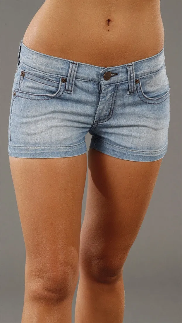 Frankie B. Double Zig Zag Denim Basic Shorts in Luna