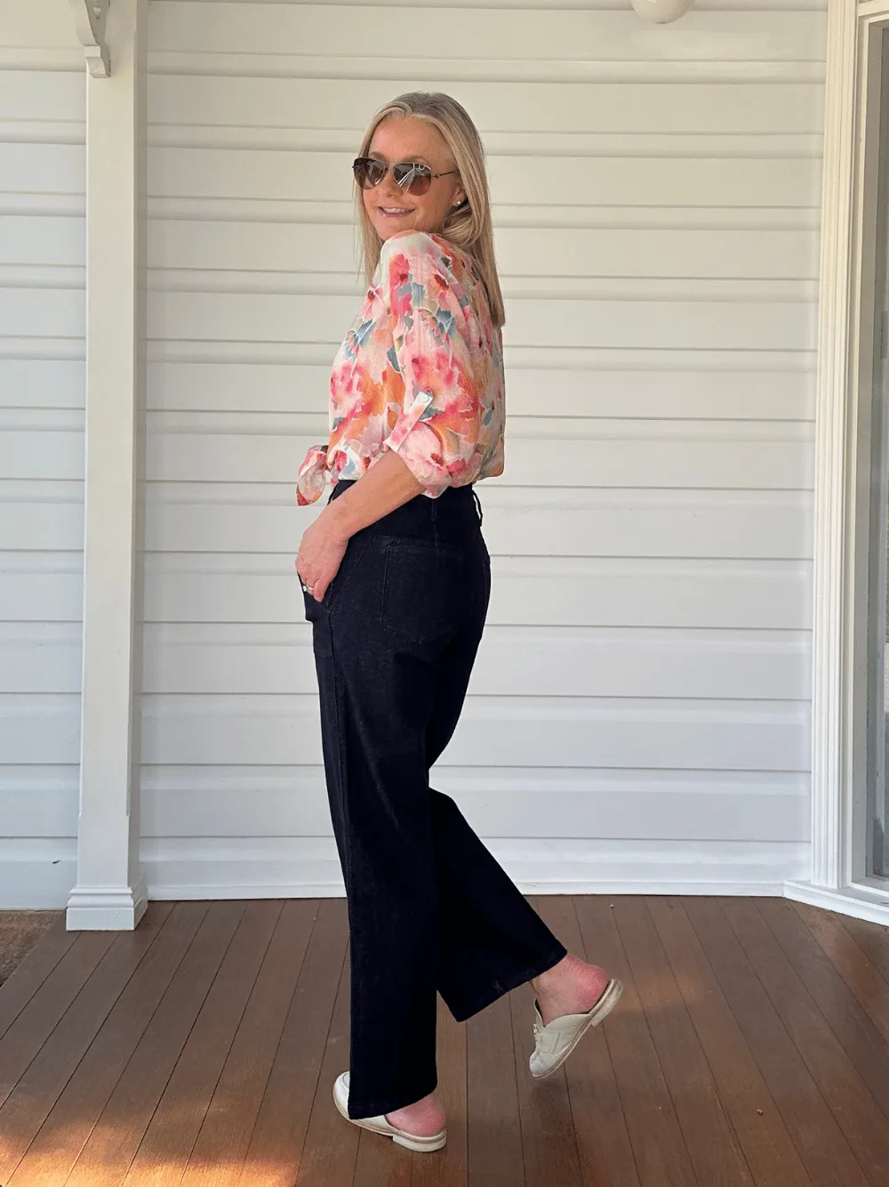 Hudson High Rise Wide Leg Jean - Dark Denim