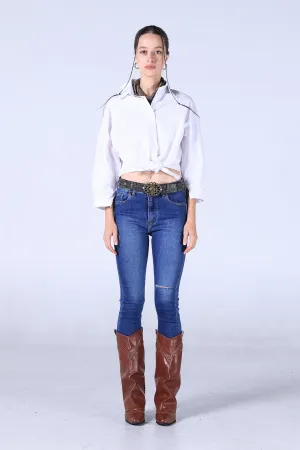 Jack Russel - Women Jeans - Klassik JF-208 Skinny Fit Medium Blue High Waisted