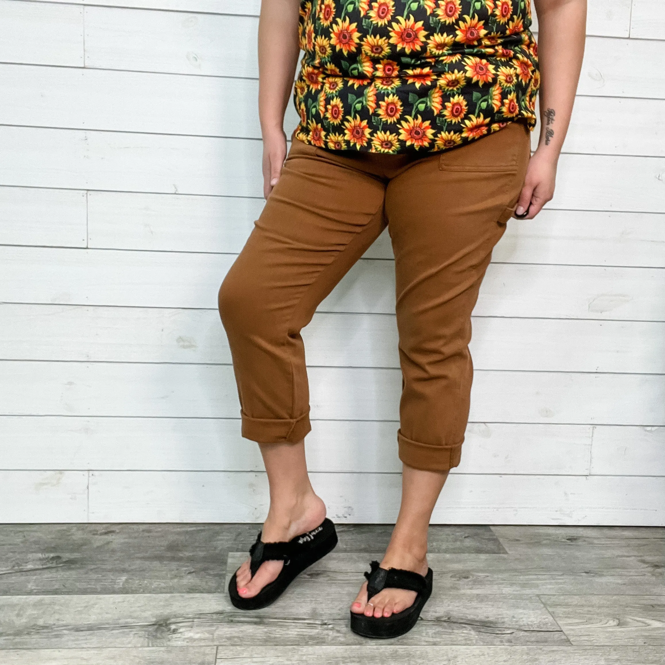 Judy Blue Brown Slim Fit Utility Jeans