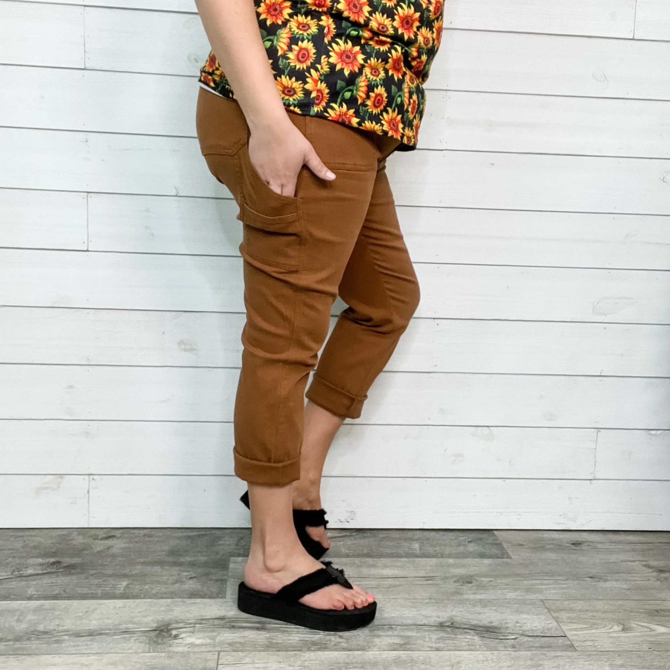 Judy Blue Brown Slim Fit Utility Jeans