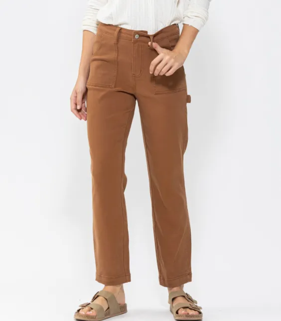 Judy Blue Brown Slim Fit Utility Jeans