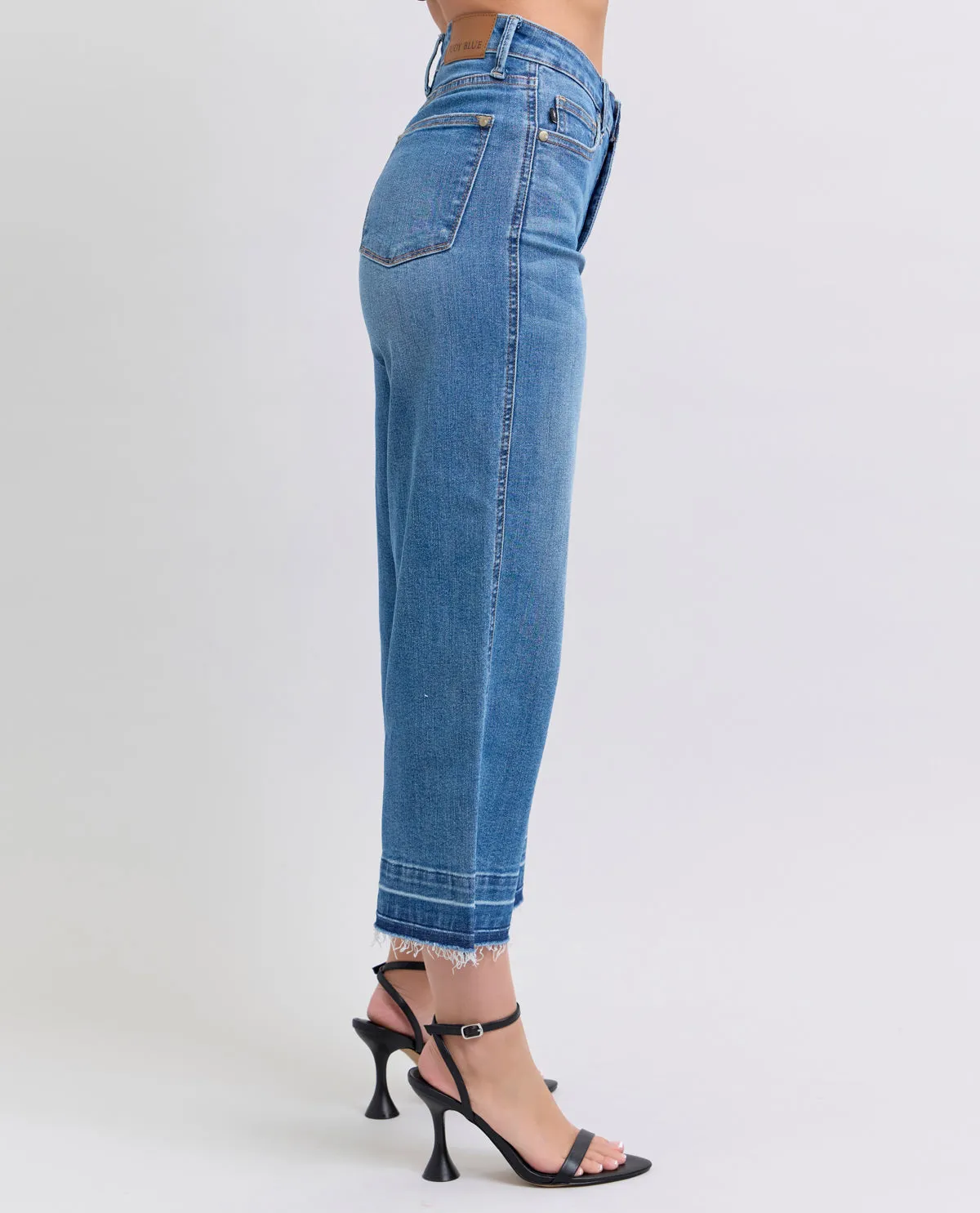 Judy Blue High Waist Wide Leg Cropped Jean