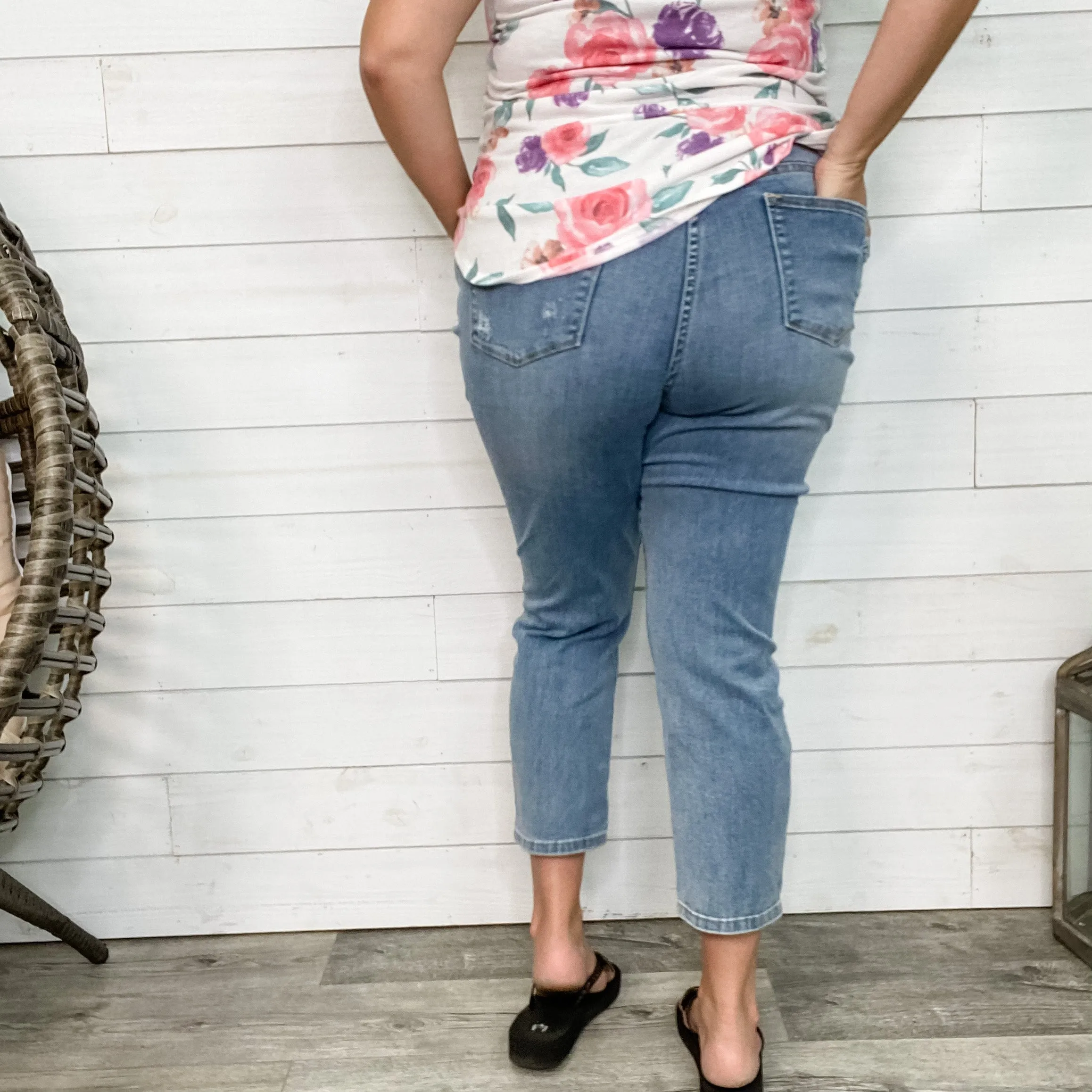 Judy Blue "Heart Breaker" Cropped Boyfriend Jeans