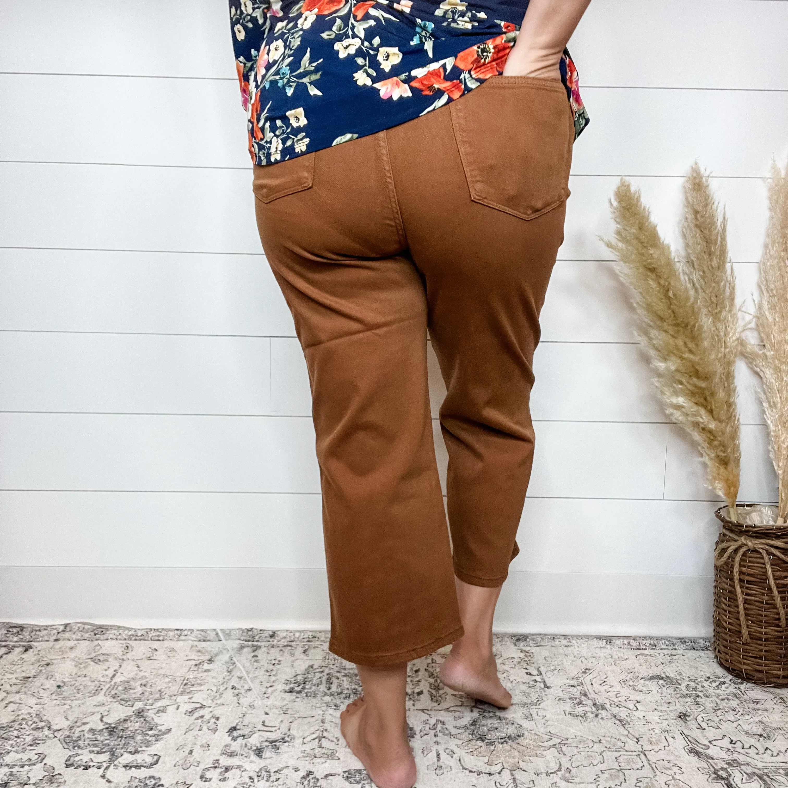 Judy Blue "Hump Day" Camel Tummy Control Wide Leg Crops