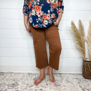 Judy Blue "Hump Day" Camel Tummy Control Wide Leg Crops