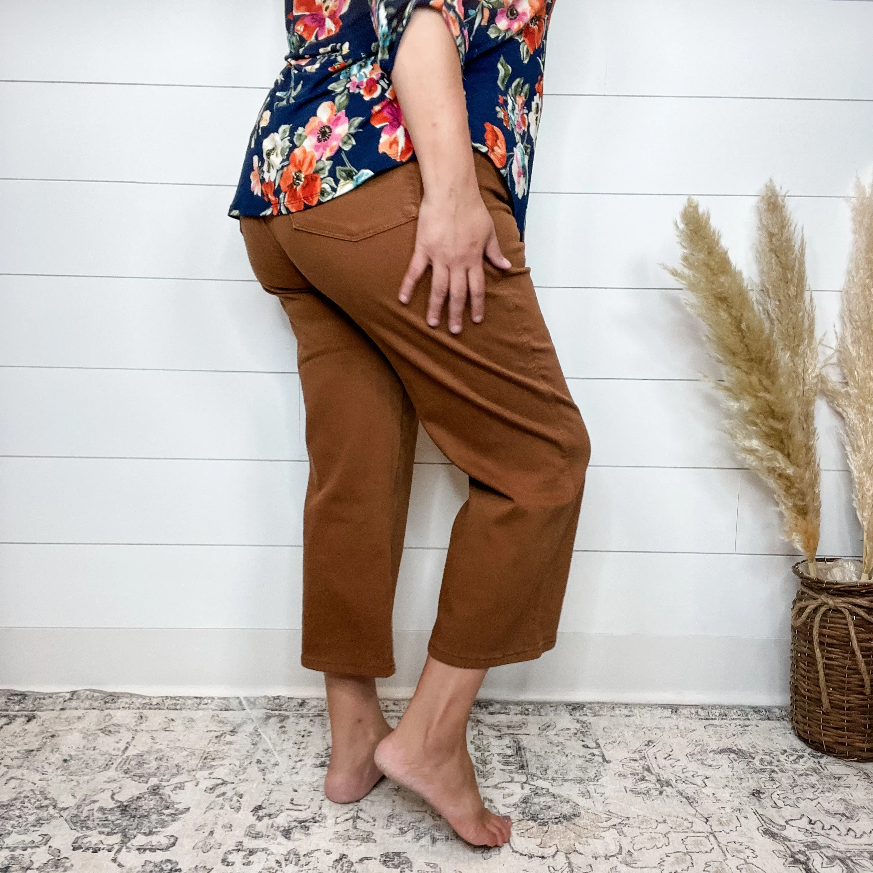 Judy Blue "Hump Day" Camel Tummy Control Wide Leg Crops