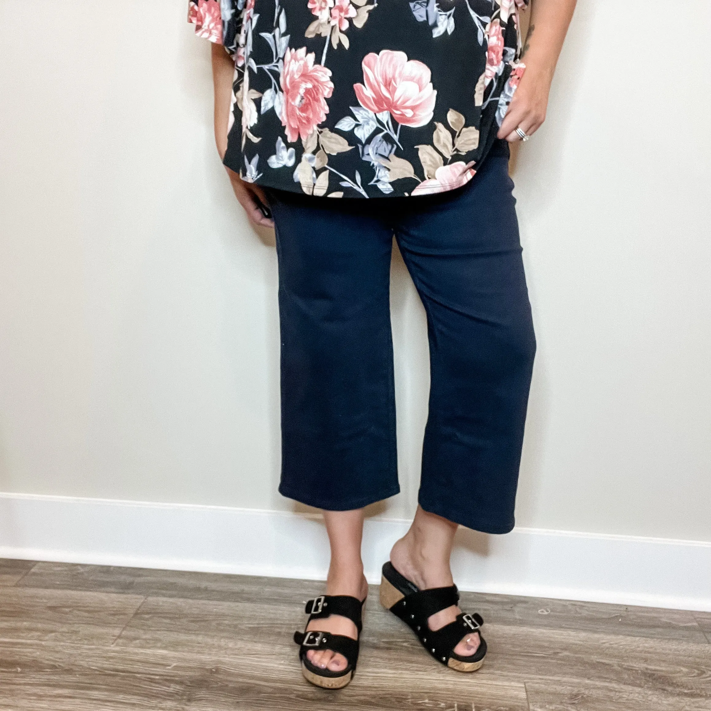 Judy Blue "In the Navy" Wide Leg Tummy Control Crops