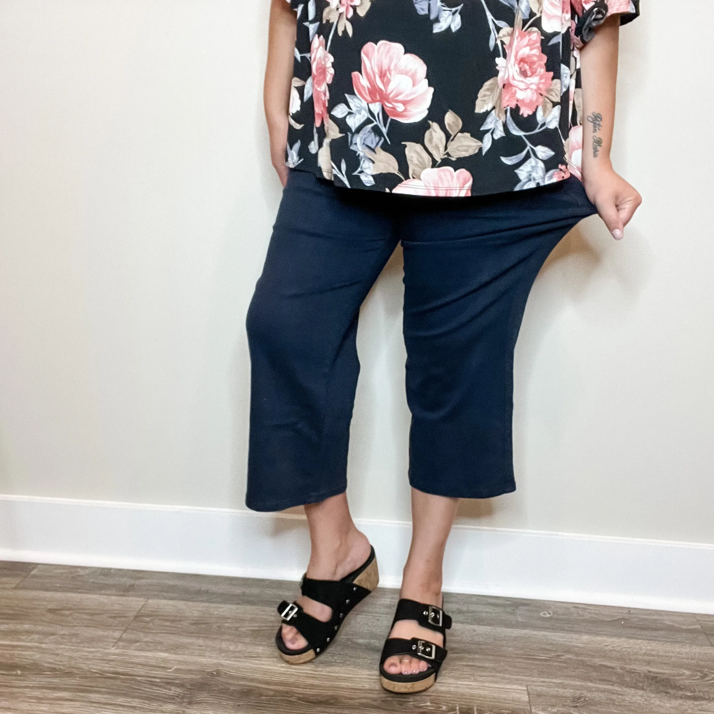 Judy Blue "In the Navy" Wide Leg Tummy Control Crops