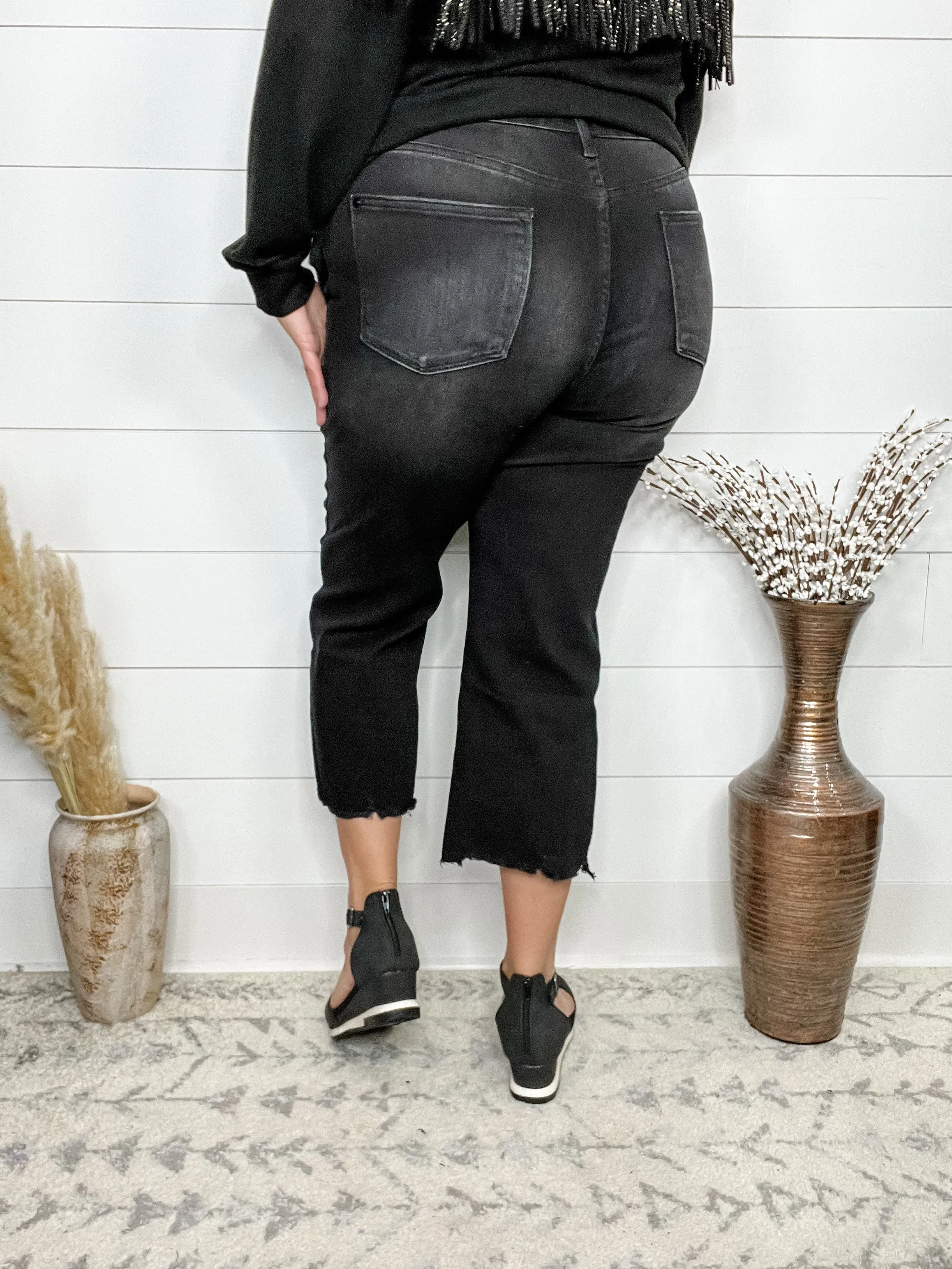 Judy Blue "Perfect Storm" Black Wide Leg Crop Jean