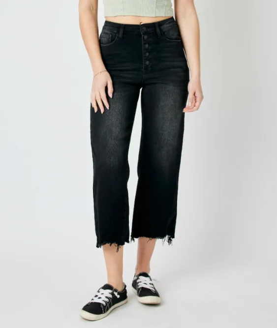 Judy Blue "Perfect Storm" Black Wide Leg Crop Jean