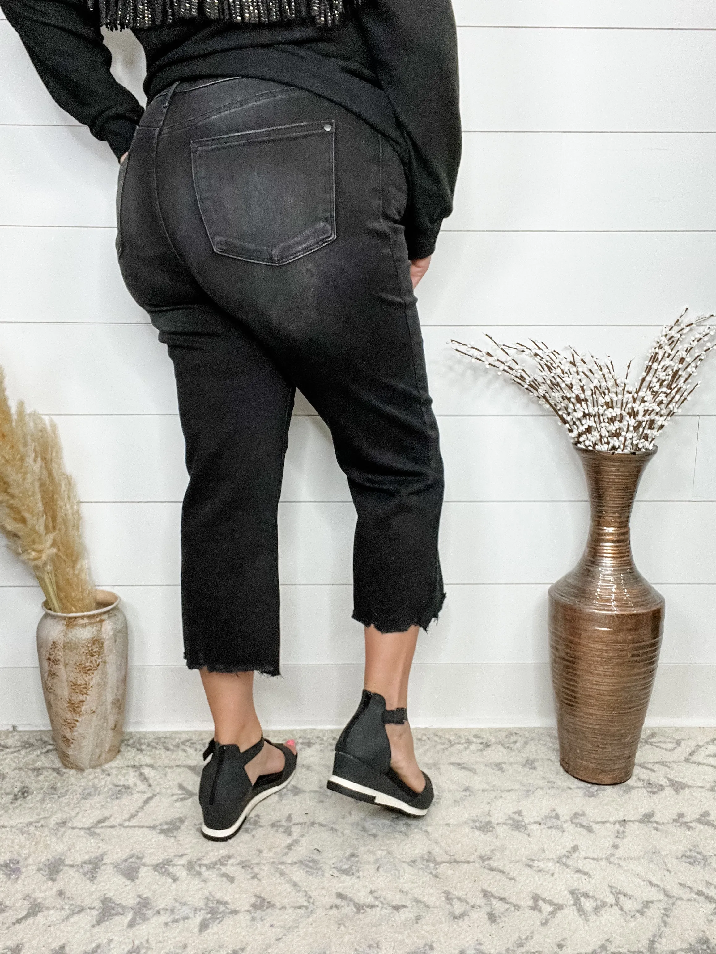 Judy Blue "Perfect Storm" Black Wide Leg Crop Jean