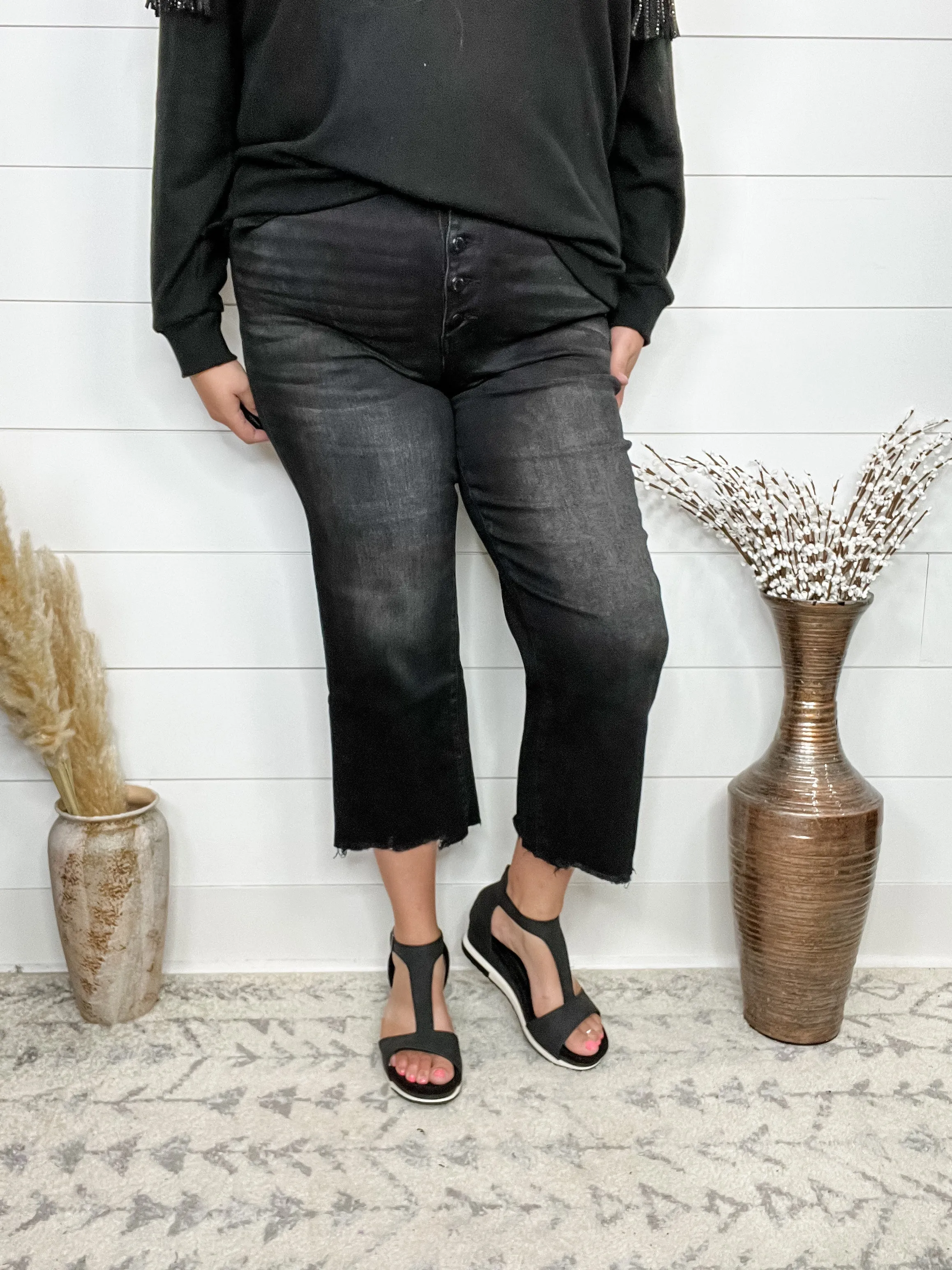 Judy Blue "Perfect Storm" Black Wide Leg Crop Jean