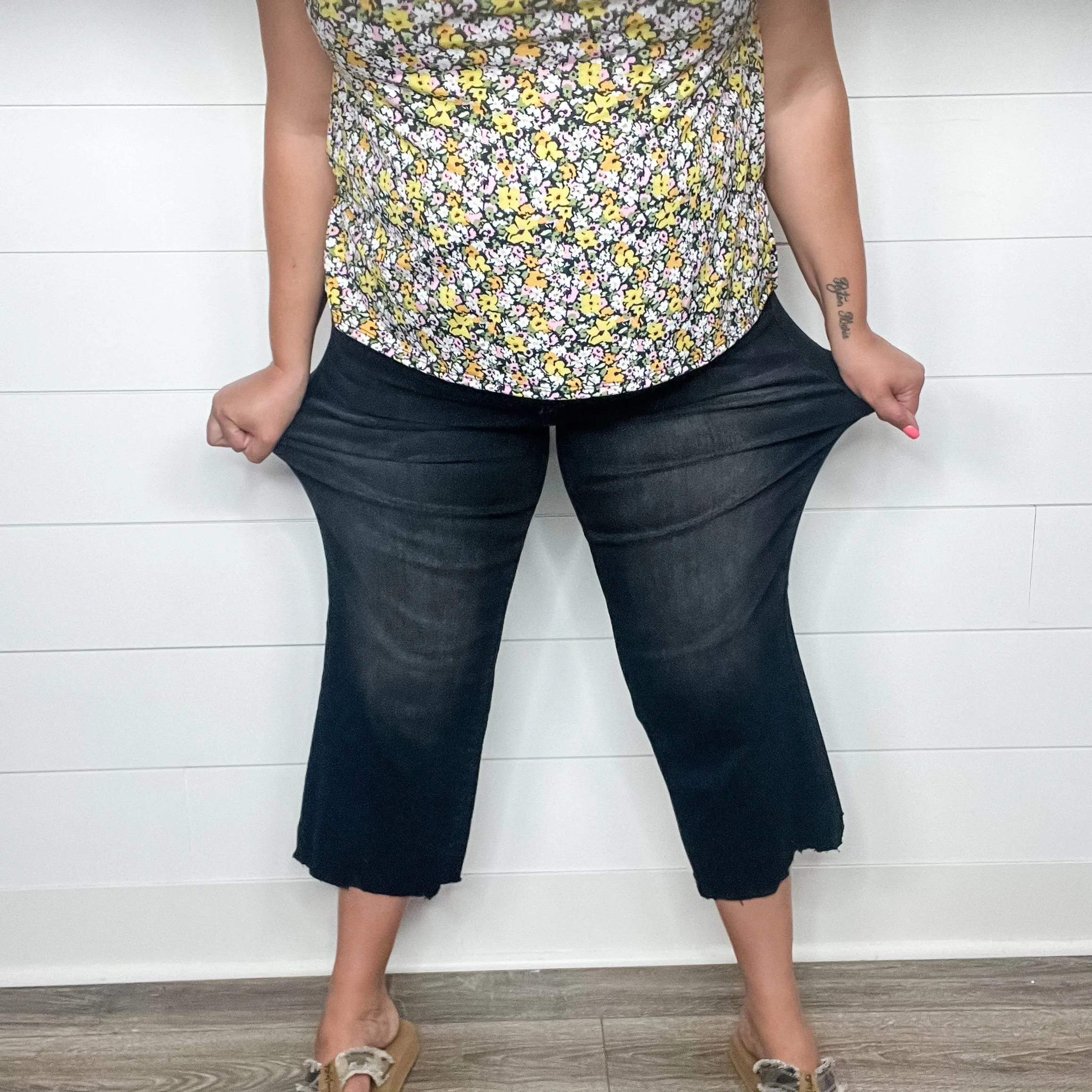 Judy Blue "Perfect Storm" Black Wide Leg Crop Jean