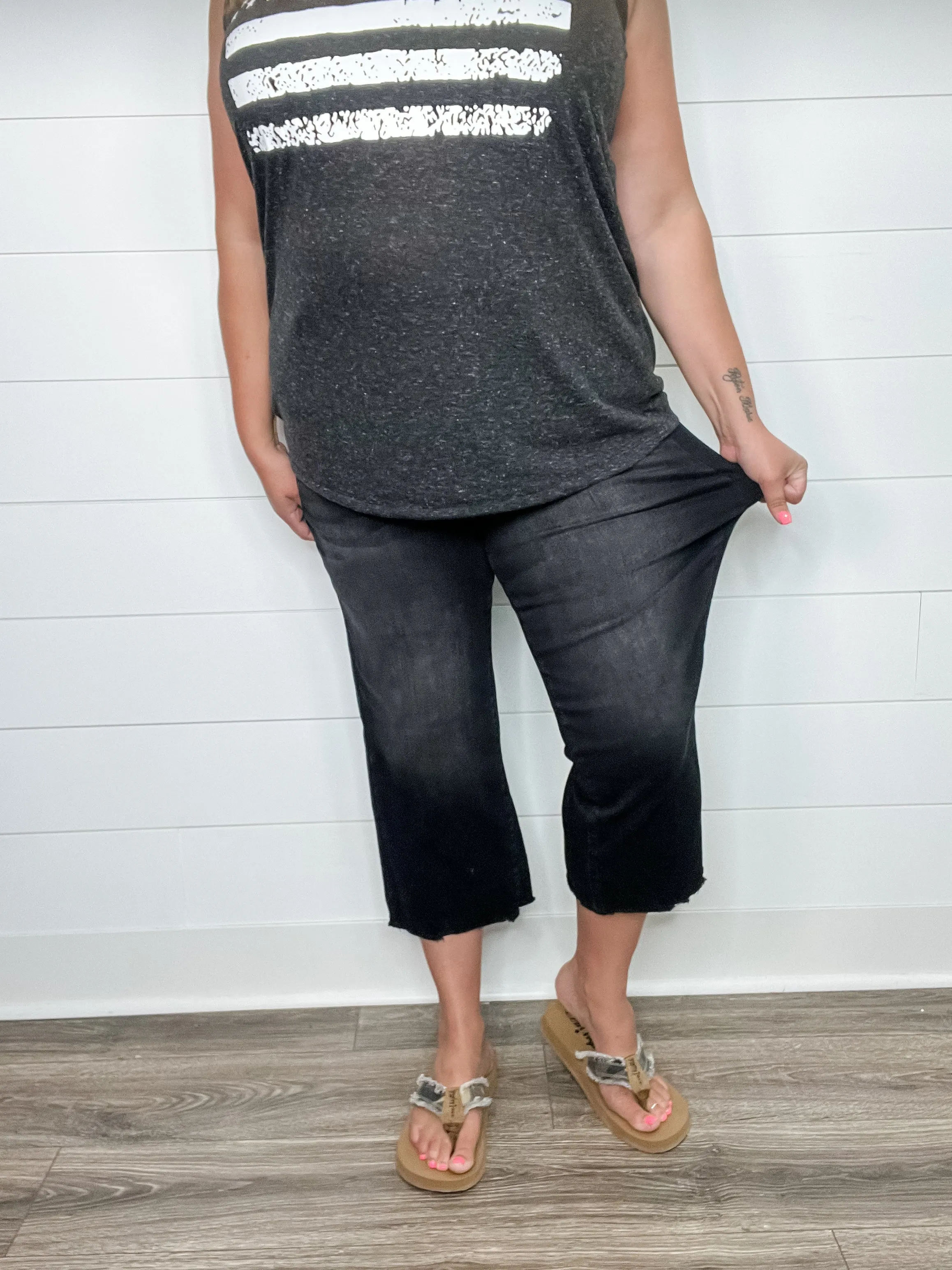 Judy Blue "Perfect Storm" Black Wide Leg Crop Jean