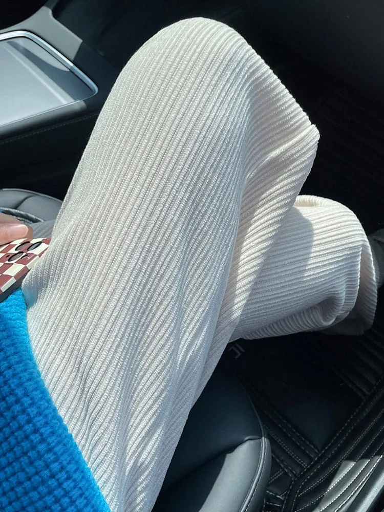Kawaii Comfy Ribbed Loose Pants
