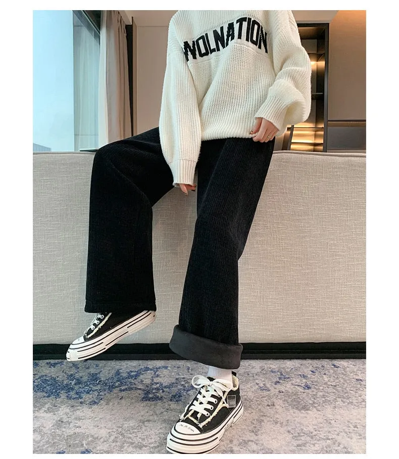 Kawaii Comfy Ribbed Loose Pants