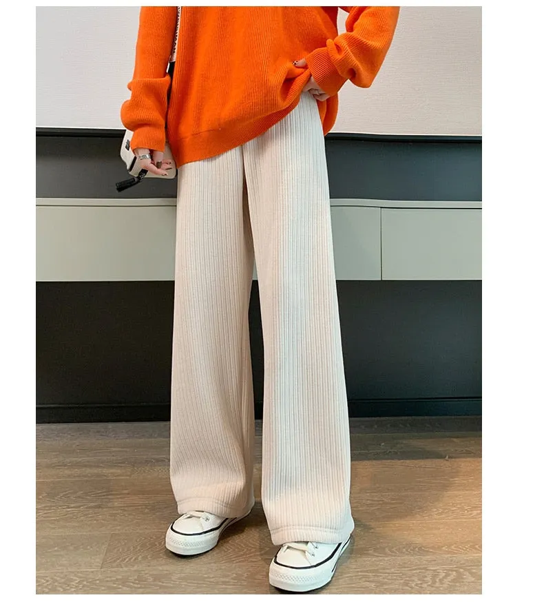 Kawaii Comfy Ribbed Loose Pants