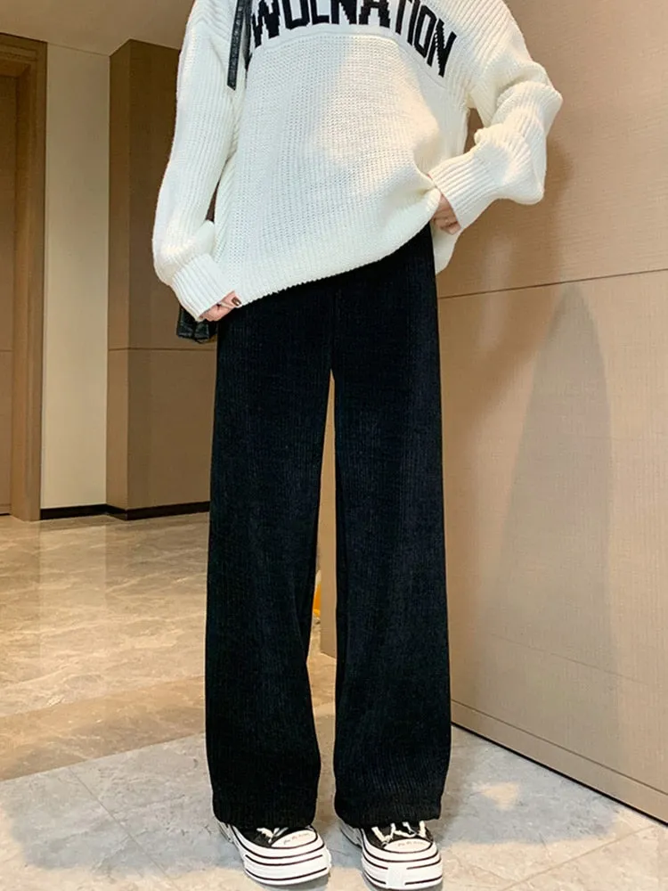 Kawaii Comfy Ribbed Loose Pants